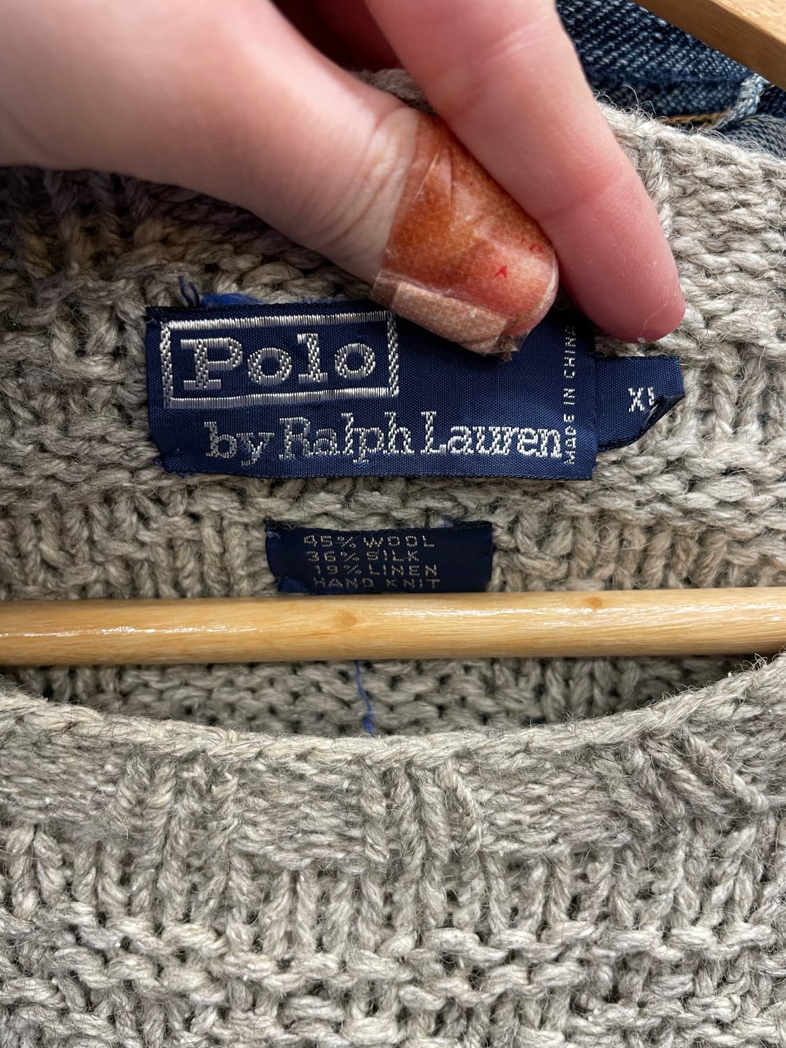1990s PRL 폴로 랄프로렌 실크 린넨 핸드 니트 상품이미지6