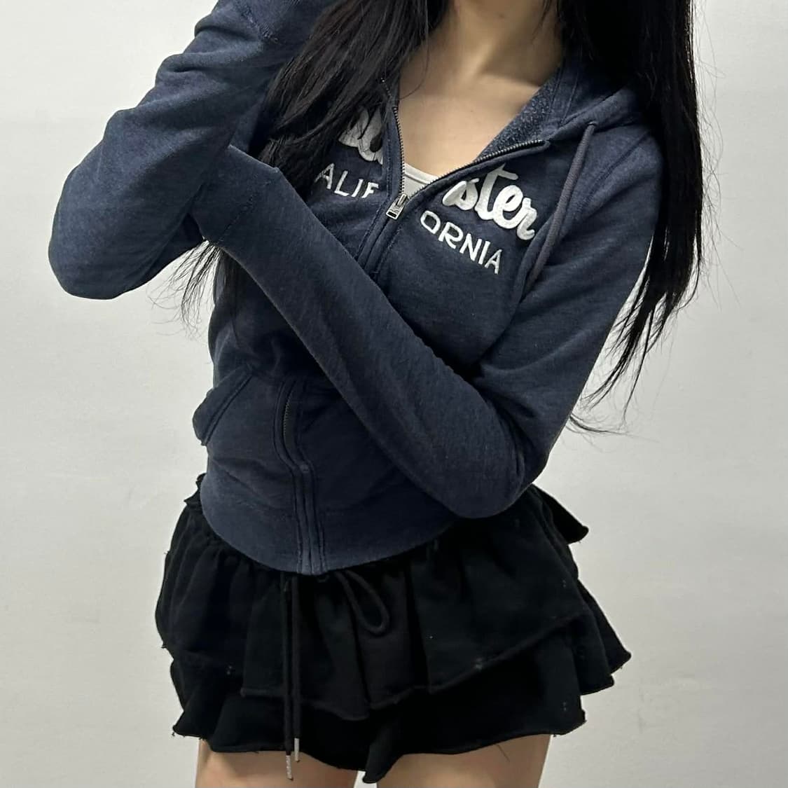 홀리스터 y2k 여리핏 네이비 걸즈 대장급 후드집업 희귀져지(M) 상품이미지3