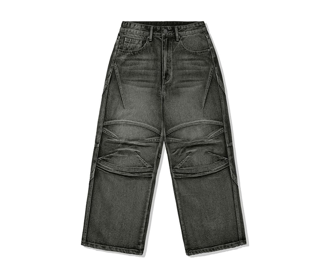 트릴리온 니 캡 멀티 다트 워싱 와이드 데님 팬츠 L 상품이미지3