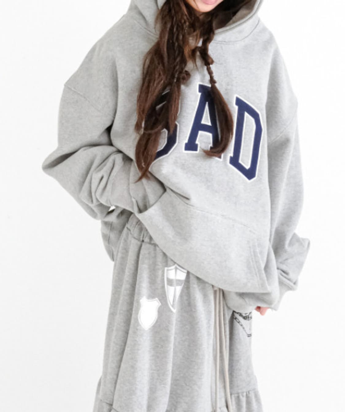 BAD trim hoodie (melange grey) 상품이미지2