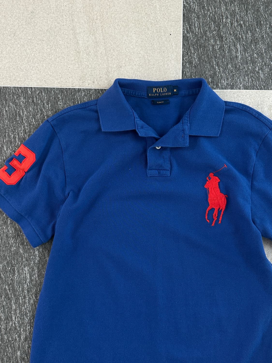 폴로 랄프로렌 블루/오렌지 빅포니 카라 티셔츠 상품이미지4