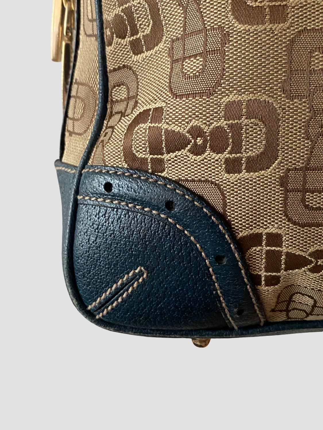 [구찌(Gucci)]블루 모노그램 캔버스 레더 트림 핸드백(정품) 상품이미지4