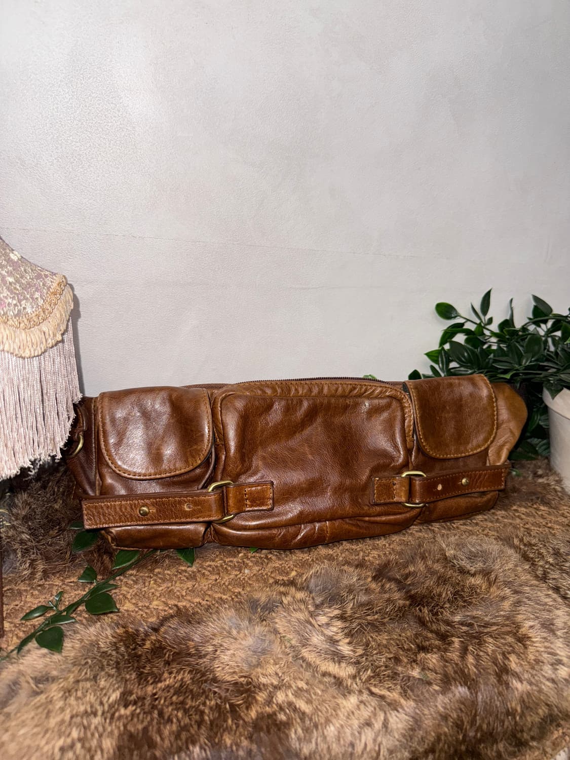 Aging brown multi pocket belt bag 상품이미지2