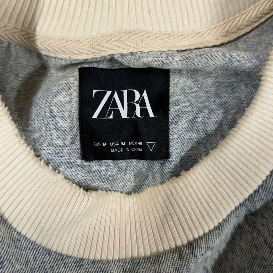 자라 zara 오버핏 데님 워싱 반팔 맨투맨 상품이미지6