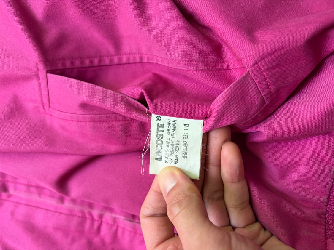 [M] 라코스테 리버서블 체크 블루종 자켓 핑크 상품이미지4
