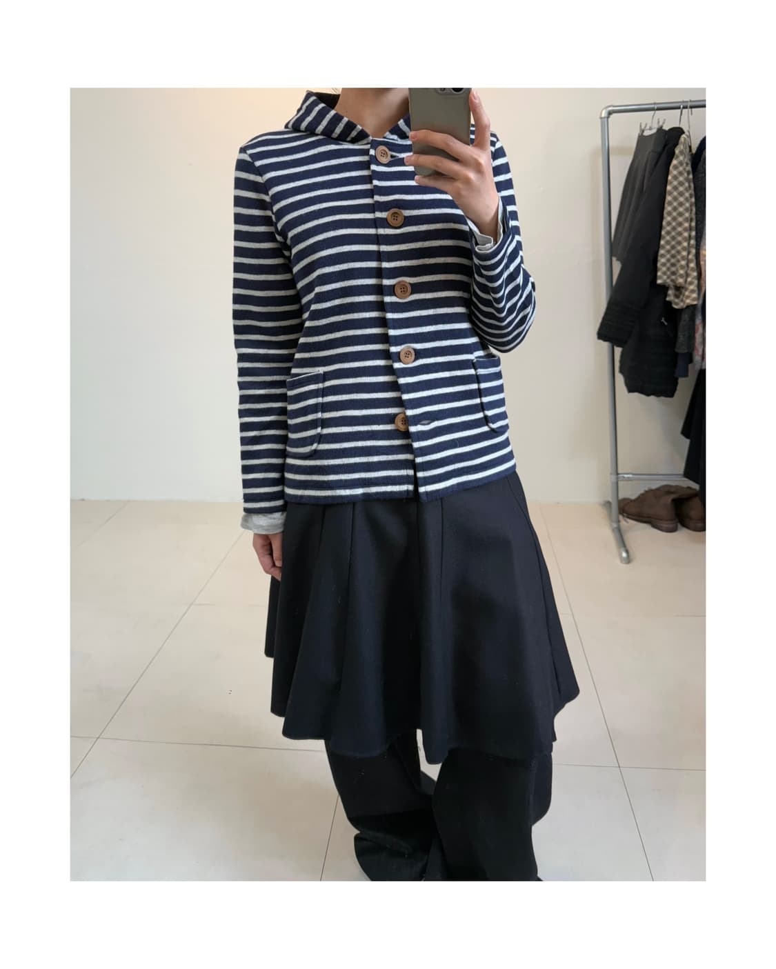 빈티지 스트라이프 후디 가디건 상품이미지5