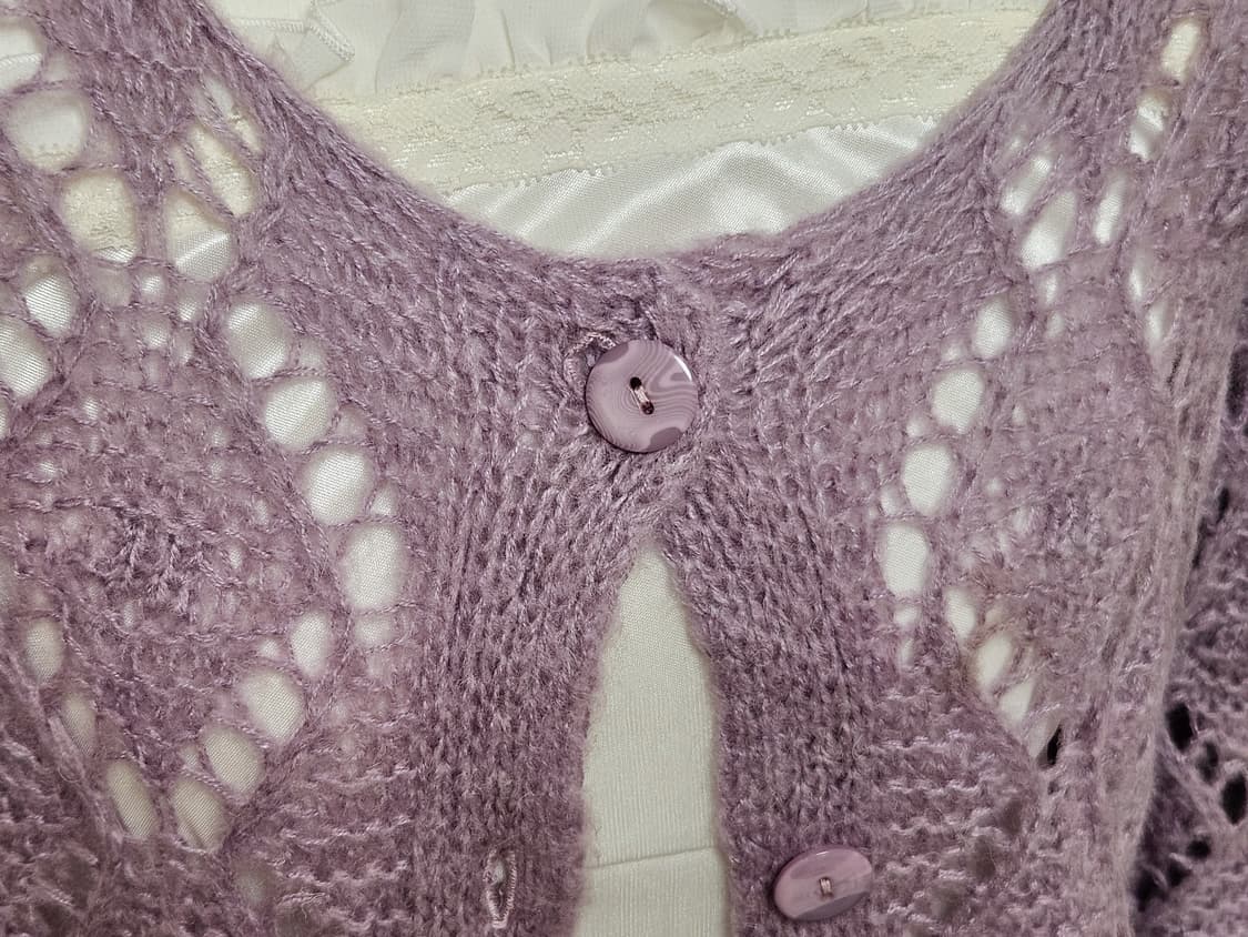 일본빈티지 레이스 퍼플 모리 니트 가디건 상품이미지3