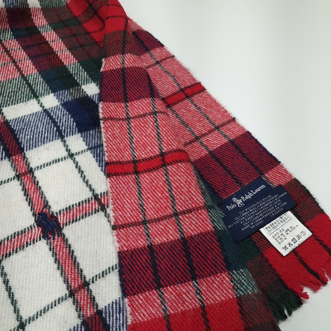 MX641 폴로 00s 울캐시미어앙고라 타탄체크 레드 머플러 목도리 상품이미지4