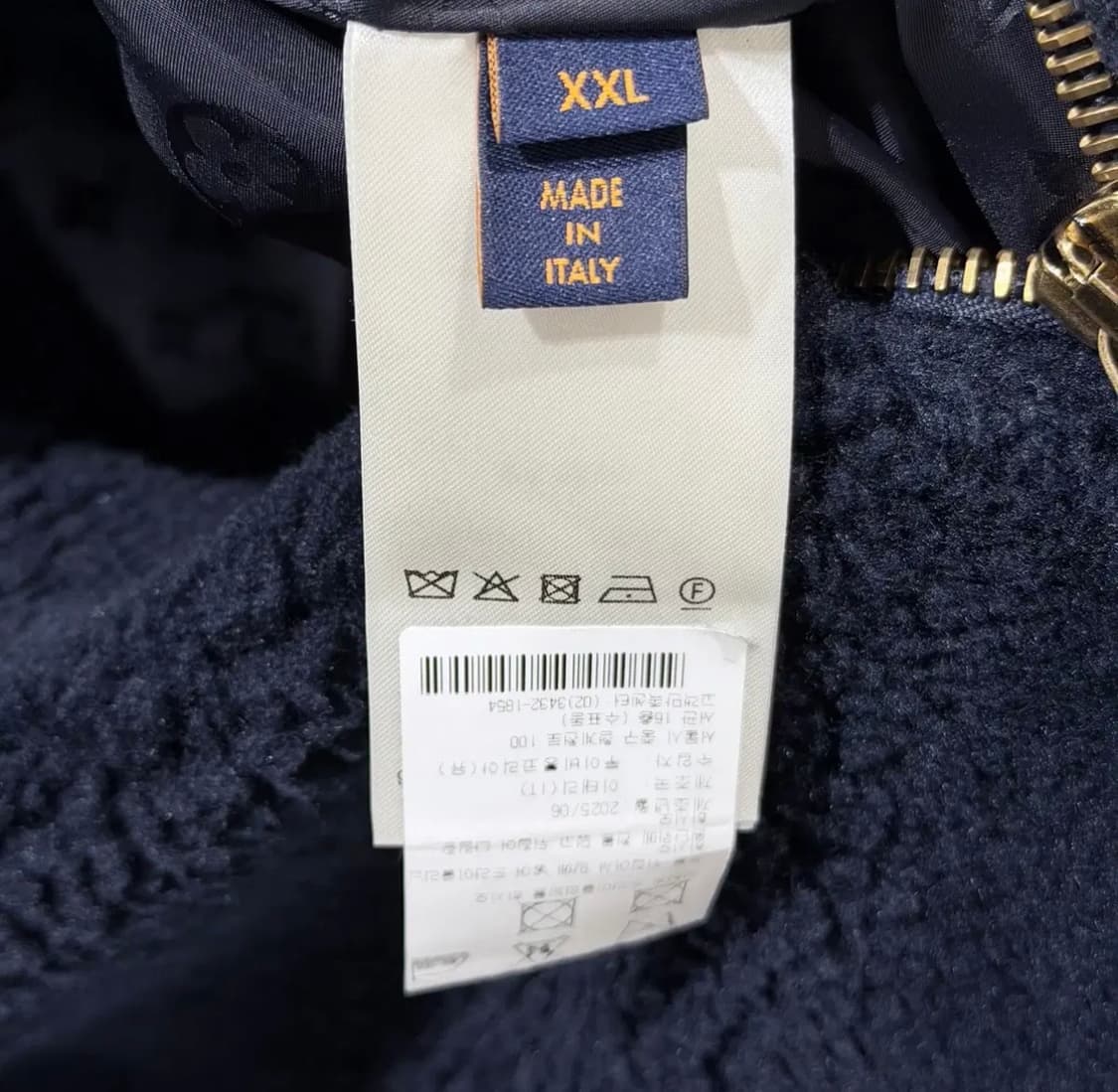 (A+/XXL) / 루이비통 레더 패치 플리스 블루종 봄버 자켓 네이비 상품이미지6