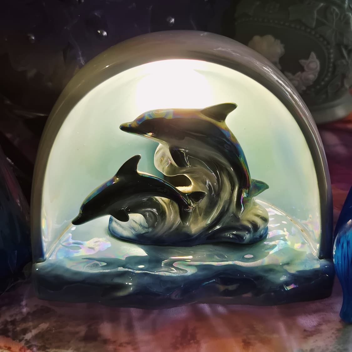 80s 가토 공예 헤엄 돌고래 오로라 돔 램프 상품이미지8