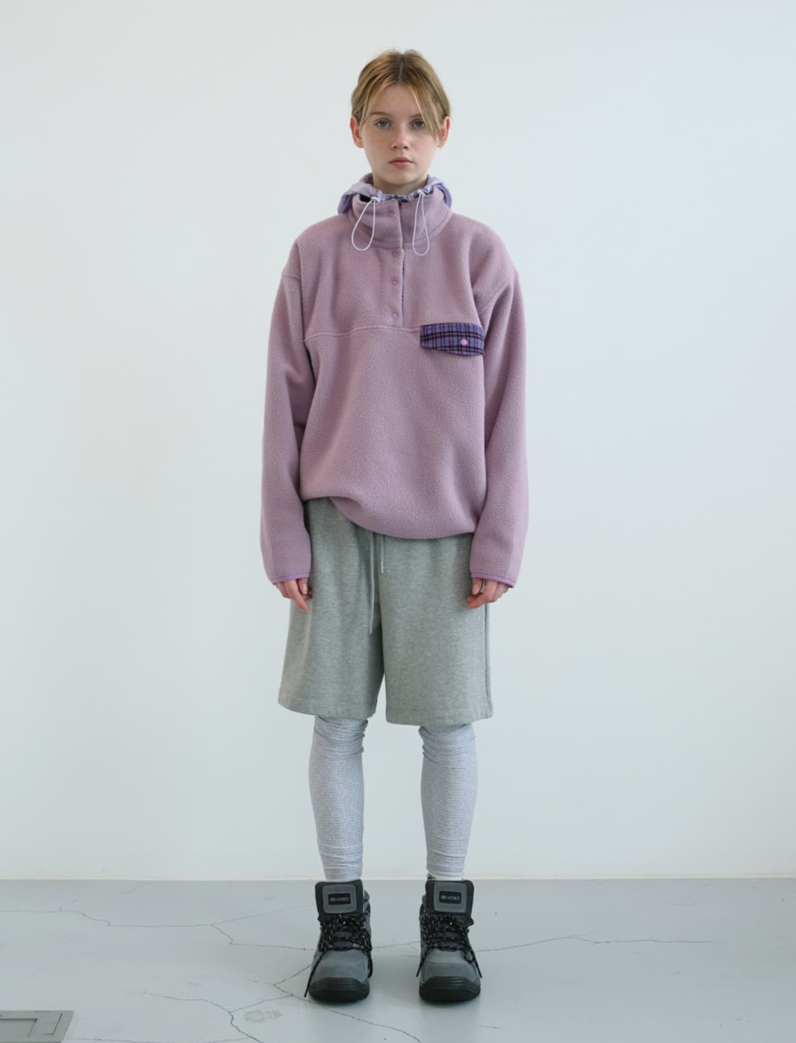 엔조블루스 레트로 스냅 플리스 아노락 (Lavender) 상품이미지2