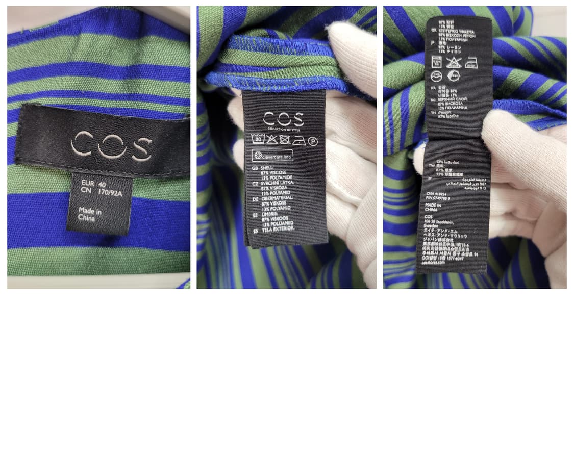 COS 코스 스트라이프 민소매 롱 원피스 EU40 사이즈 상품이미지8