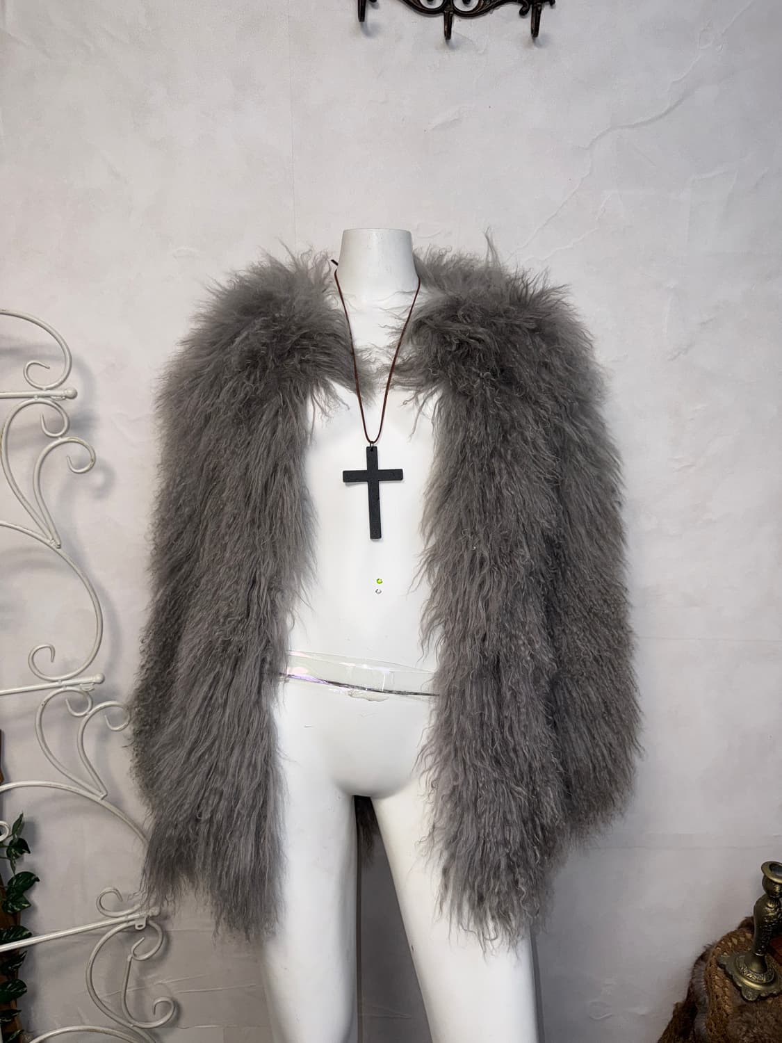 Gray grunge eco fur over fit jacket  상품이미지1