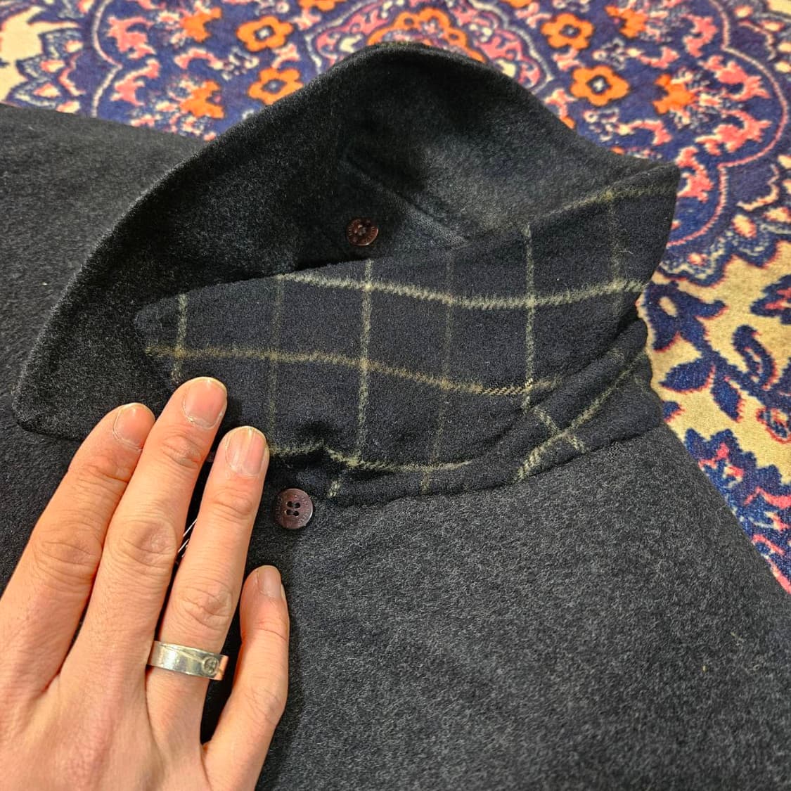 마에스트로 울(Wool) 체크 카라넥 집업 봄버자켓
 상품이미지7