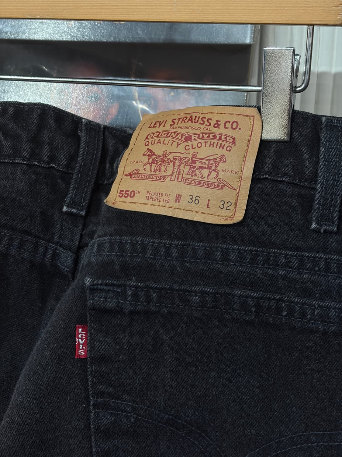 J27 90s USA 리바이스 550 흑청 데님팬츠 36x32 상품이미지7