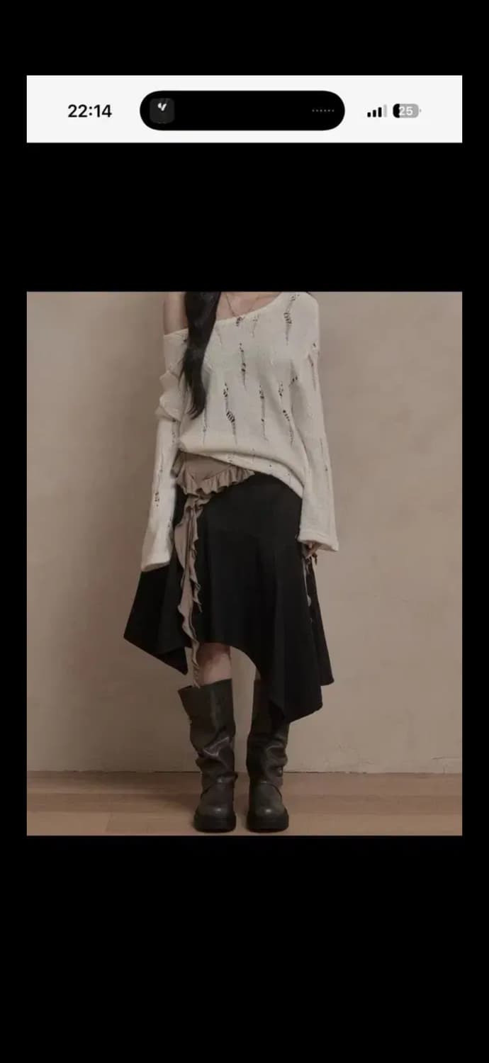 카키포인트 Unbalanced Midi Skirt 블랙 상품이미지1