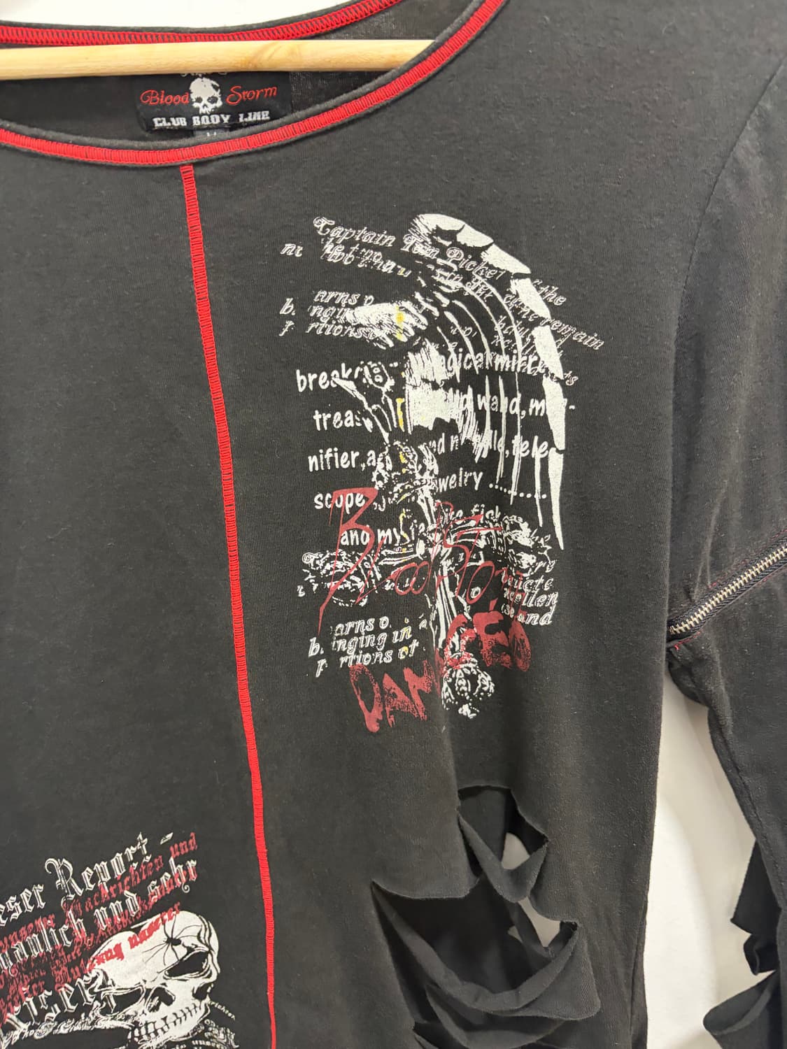 Blood storm 스컬 지퍼 고스룩 긴팔 티셔츠 상품이미지7