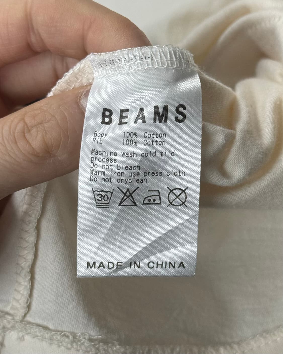 BEAMS 빔즈 럭비공 프린팅 레드 배색 아이보리 반팔 티셔츠 S 프레피 상품이미지6