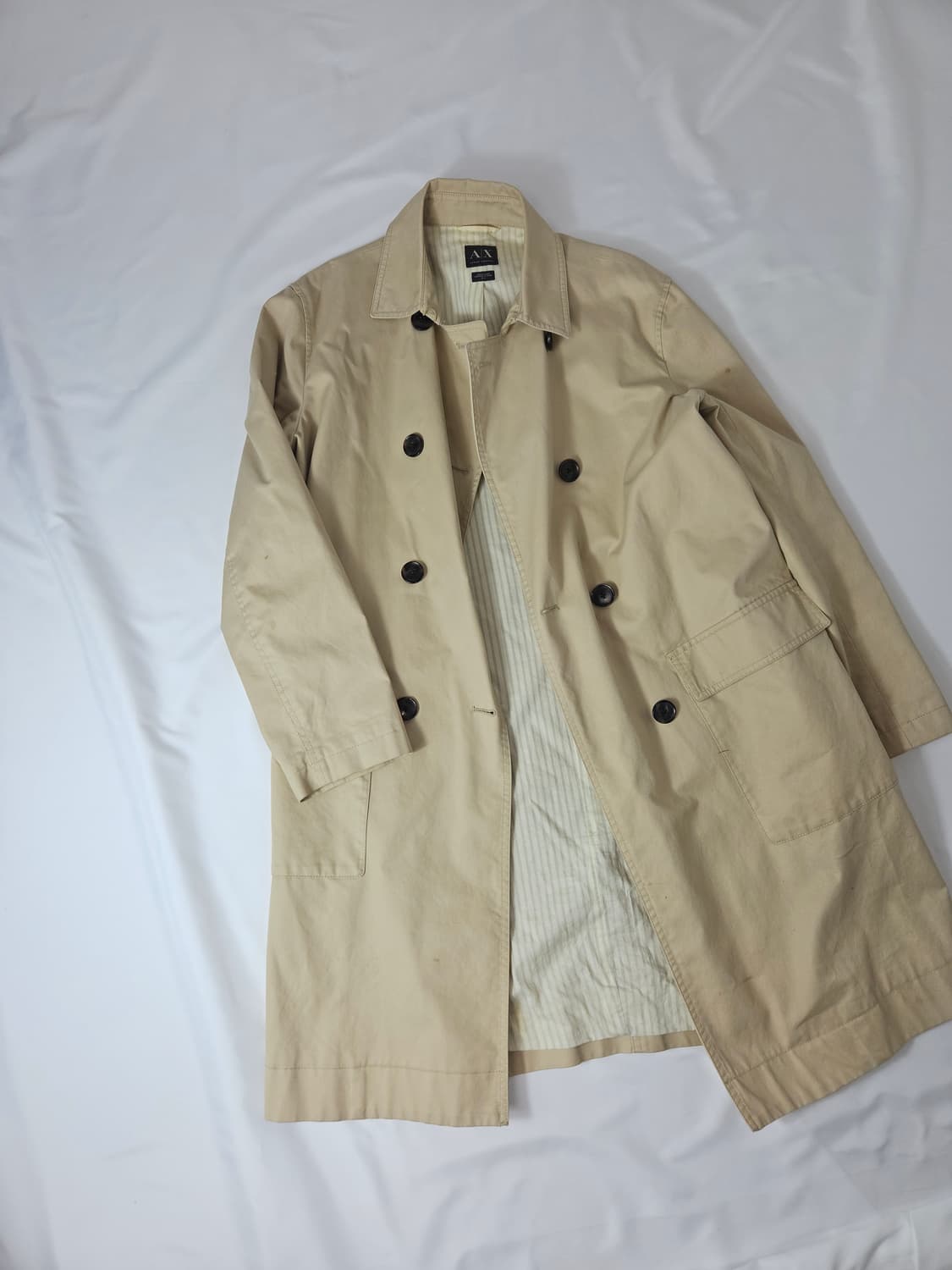 아르마니 익스체인지 쉘 코튼 트렌치 롱코트 자켓 빈티지 베이지 M 상품이미지2