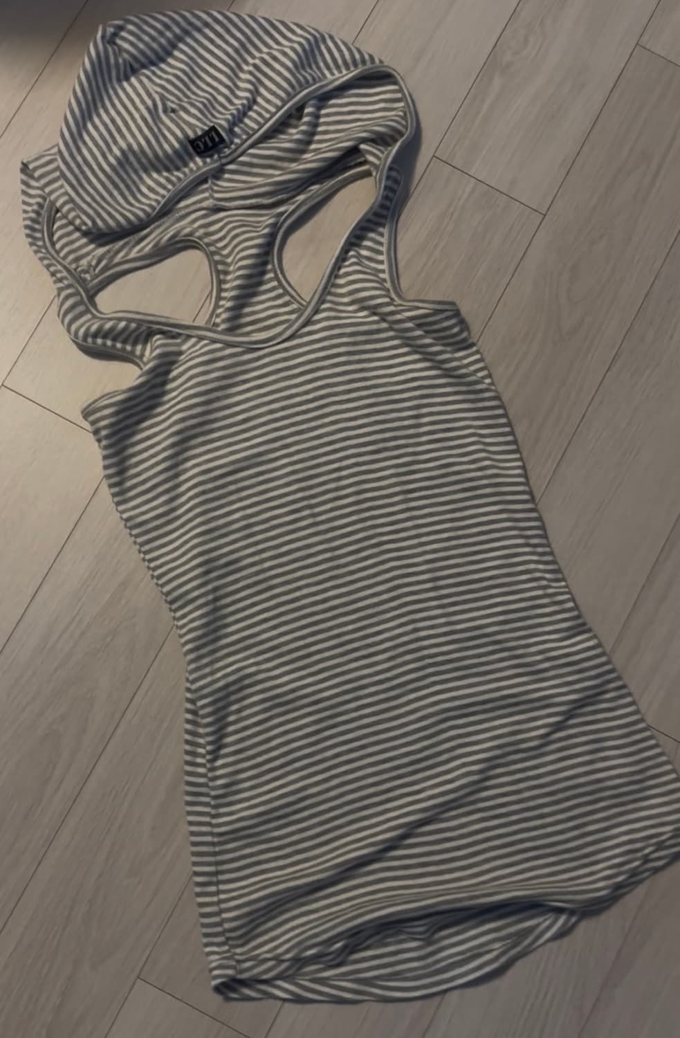 lalacub gray stripe hoodie sleeveless 상품이미지1
