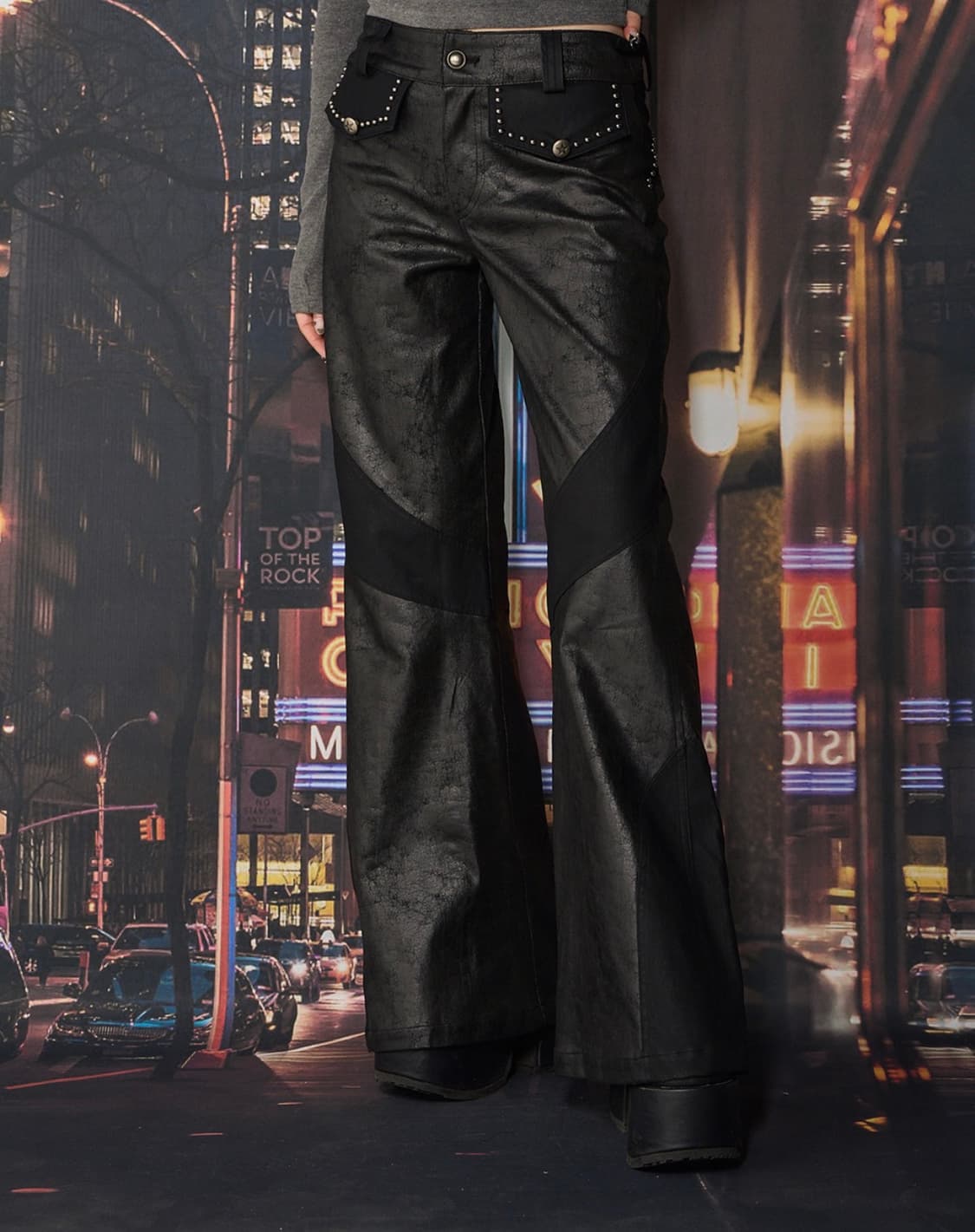 체리퀴리 크랙레더 부츠컷팬트(cherryquiri) 상품이미지1