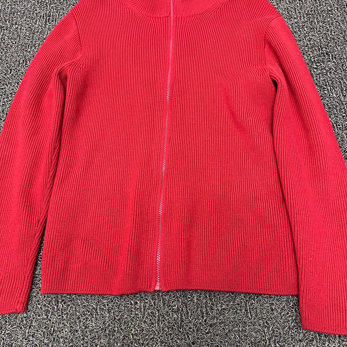 INTERMEZOO 인터메조 골지 니트 집업 레드 100(L) 상품이미지3