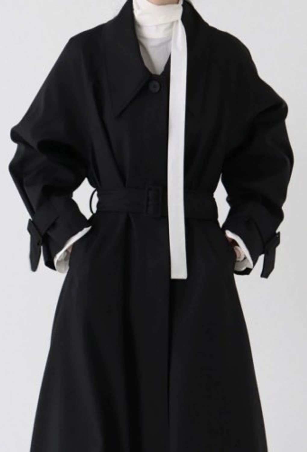 트리밍버드 싱글 트렌치 코트 블랙 상품이미지1