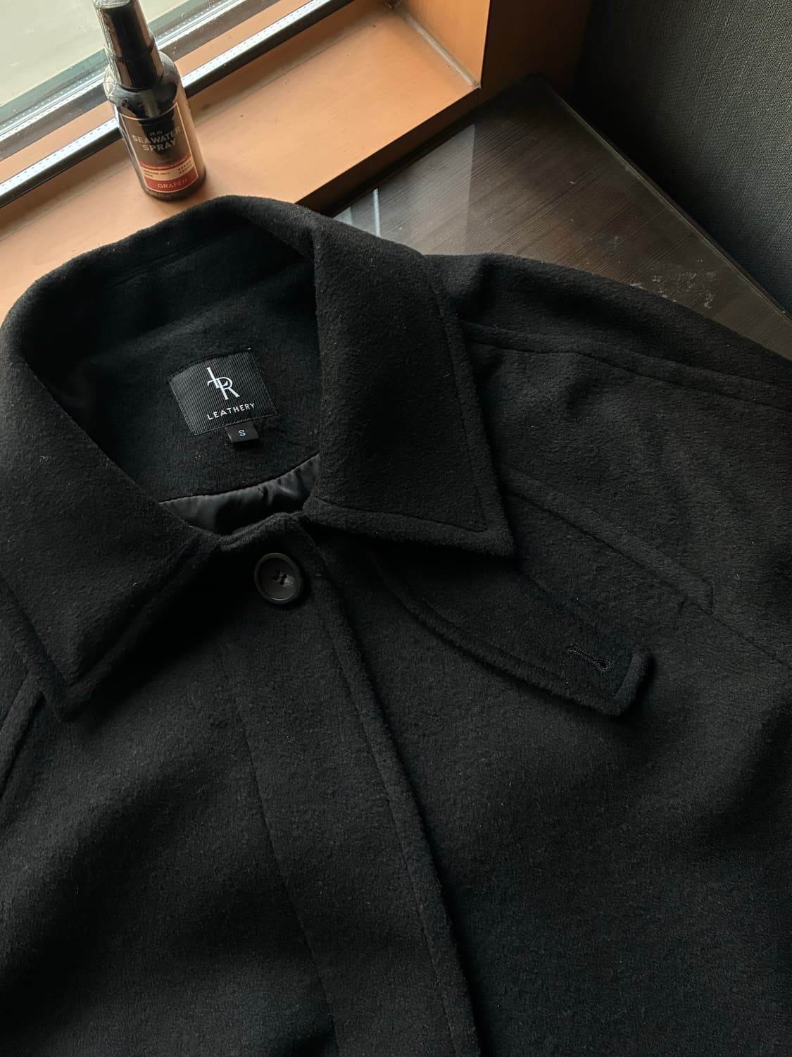 (S) 레더리 캐시미어 발마칸 로브 코트 [BLACK] 판매 상품이미지10