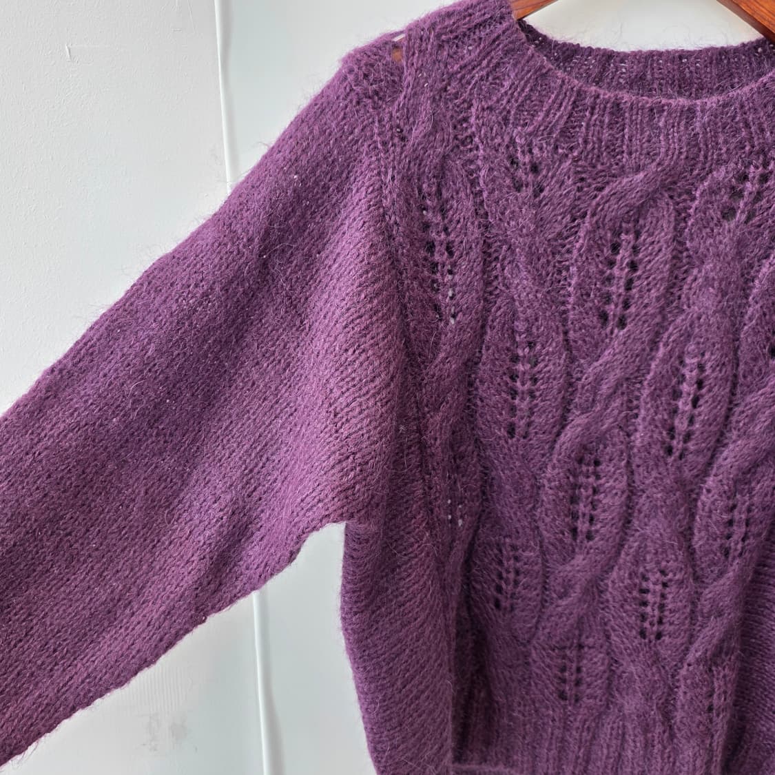퍼플 헤어리 케이블 니트 상품이미지5