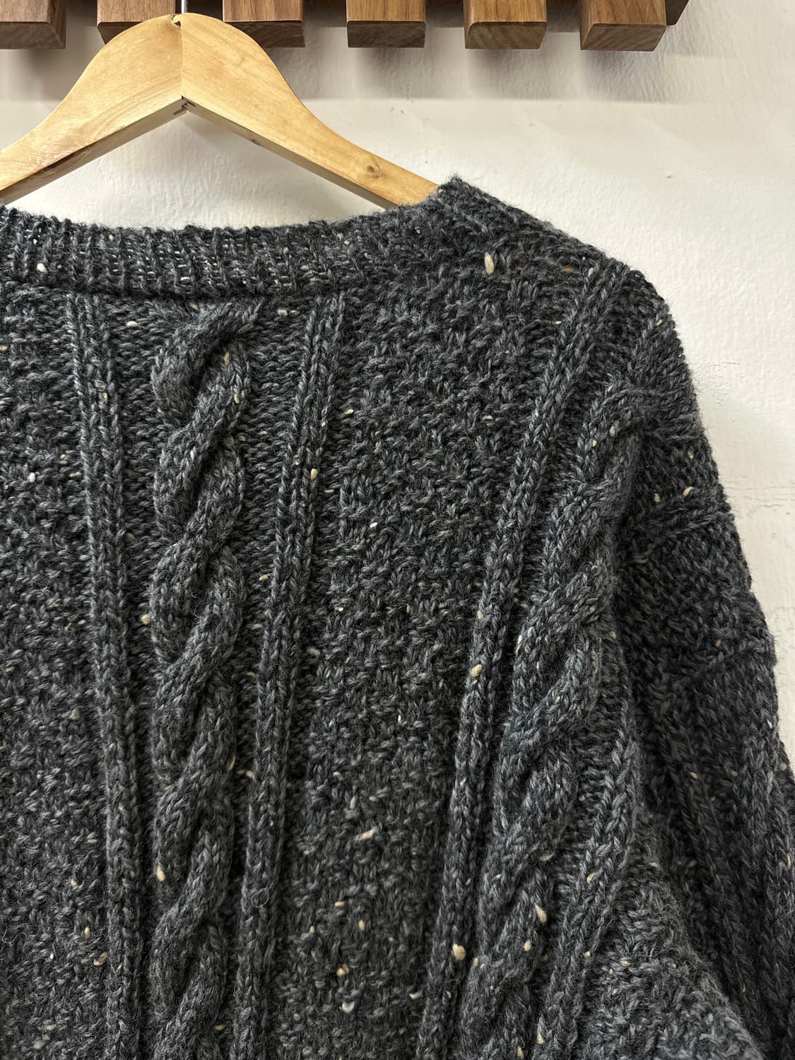 빈티지 핸드메이드 울 피셔맨 꽈배기 아란 니트 스웨터 상품이미지2