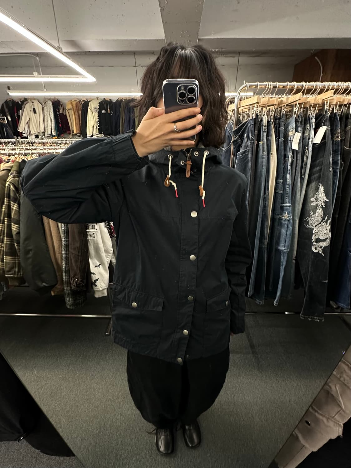 L)나이키 빈티지 드라이벤트 블랙 코튼자켓 상품이미지1