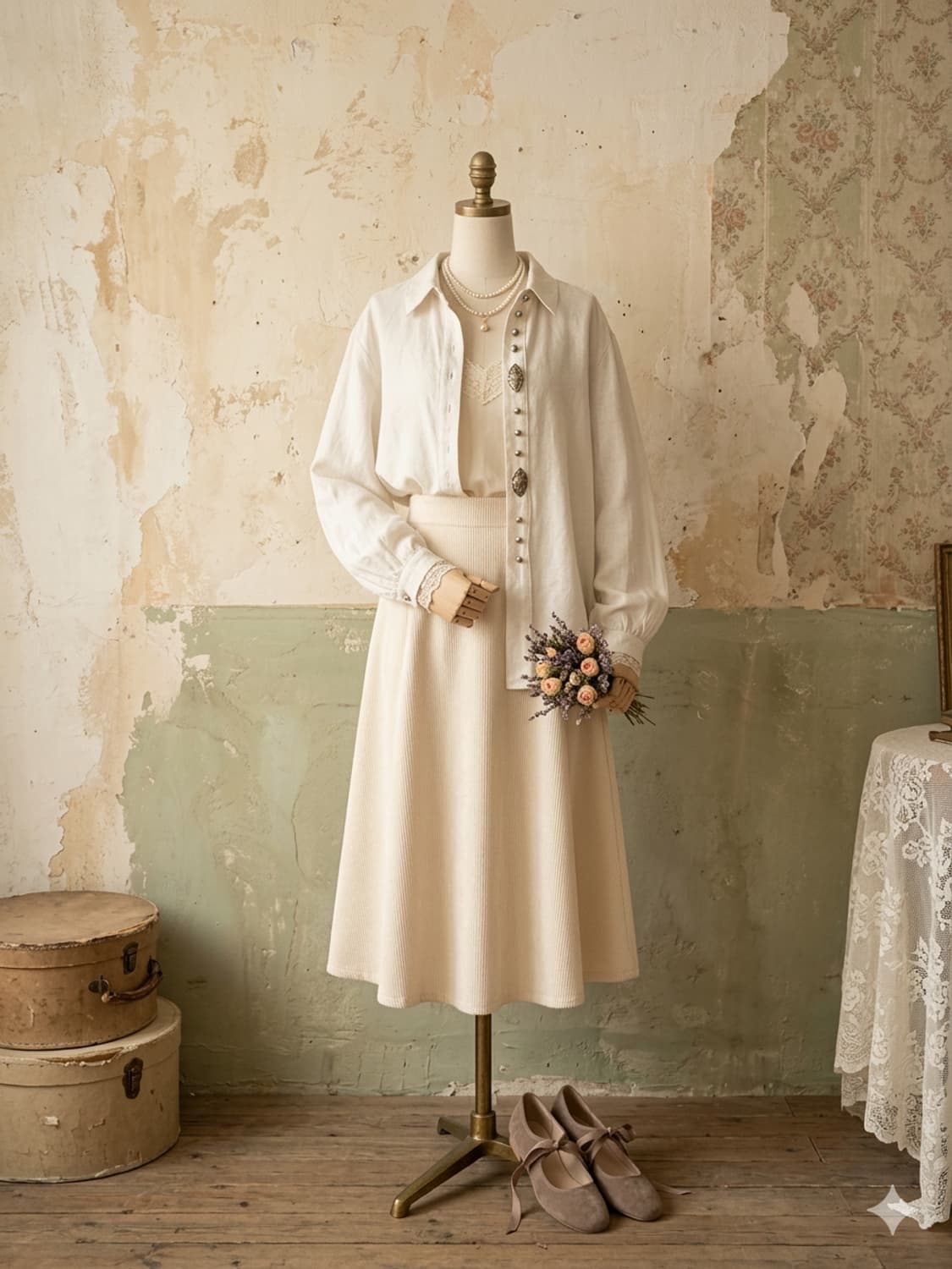 티롤리언 린넨 화이트 셔츠 상품이미지2