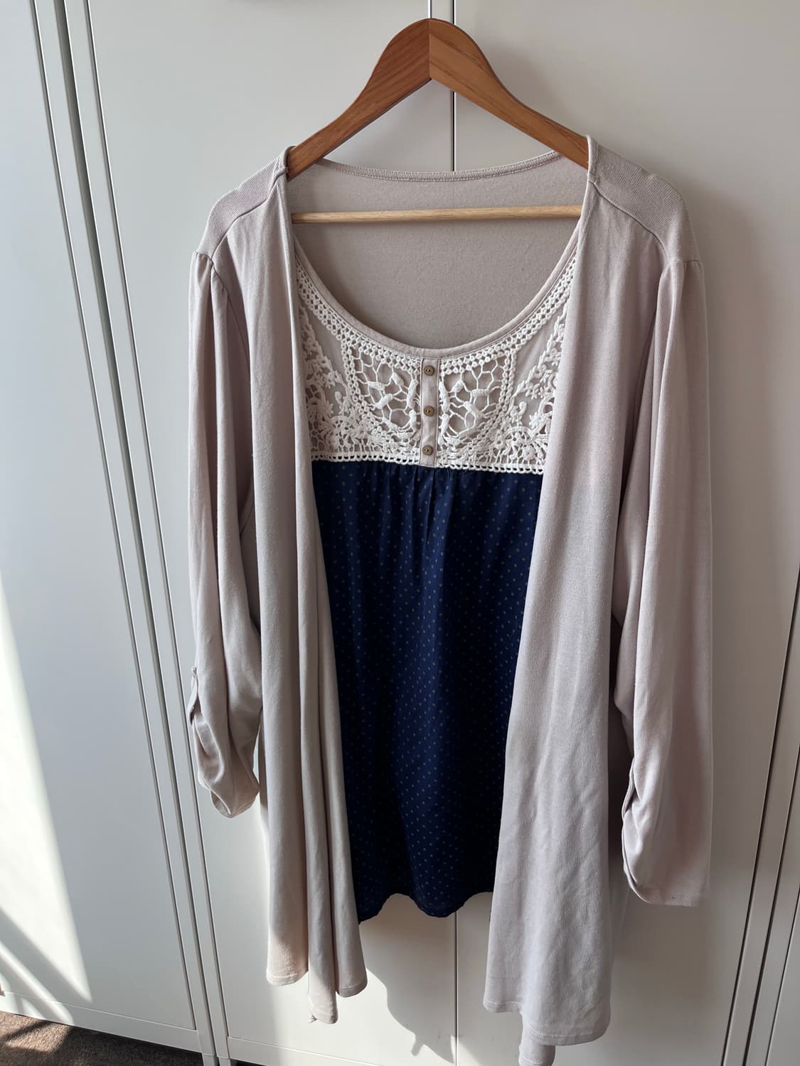 Vintage 도트 레이스 바선생 레이어드 원피스 상품이미지5