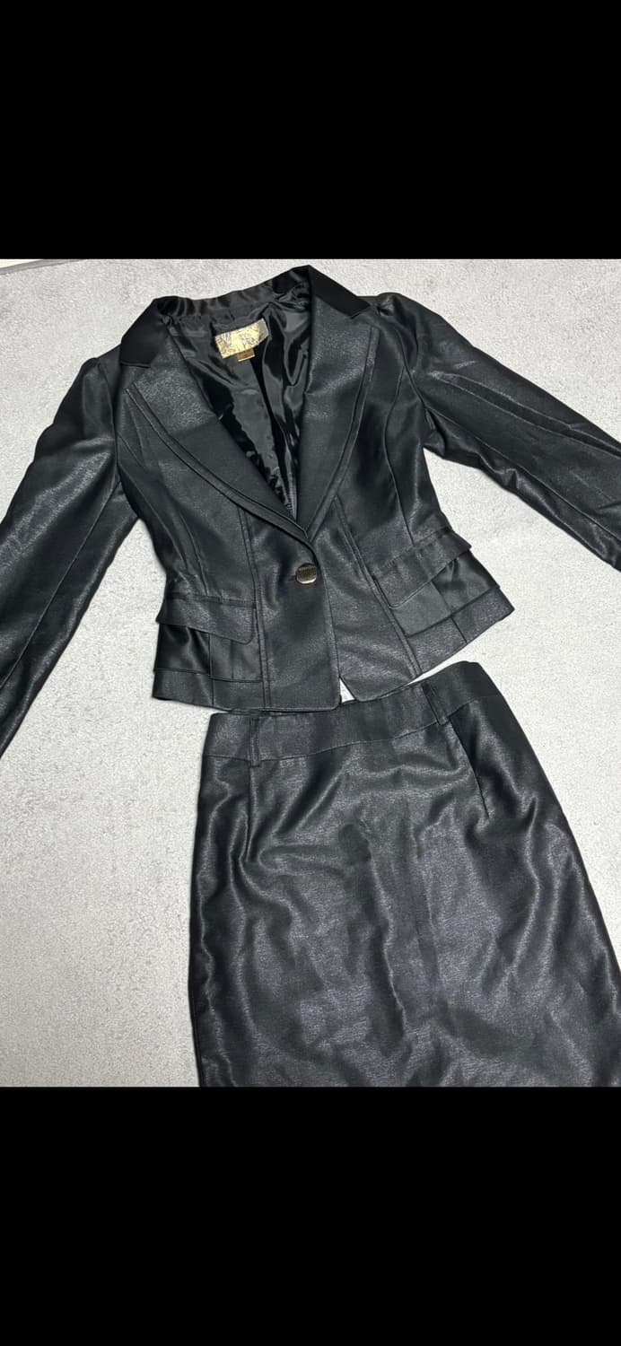 맞춤제작 디자이너 블랙 투피스 스커트 자켓 정장세트 S 상품이미지1