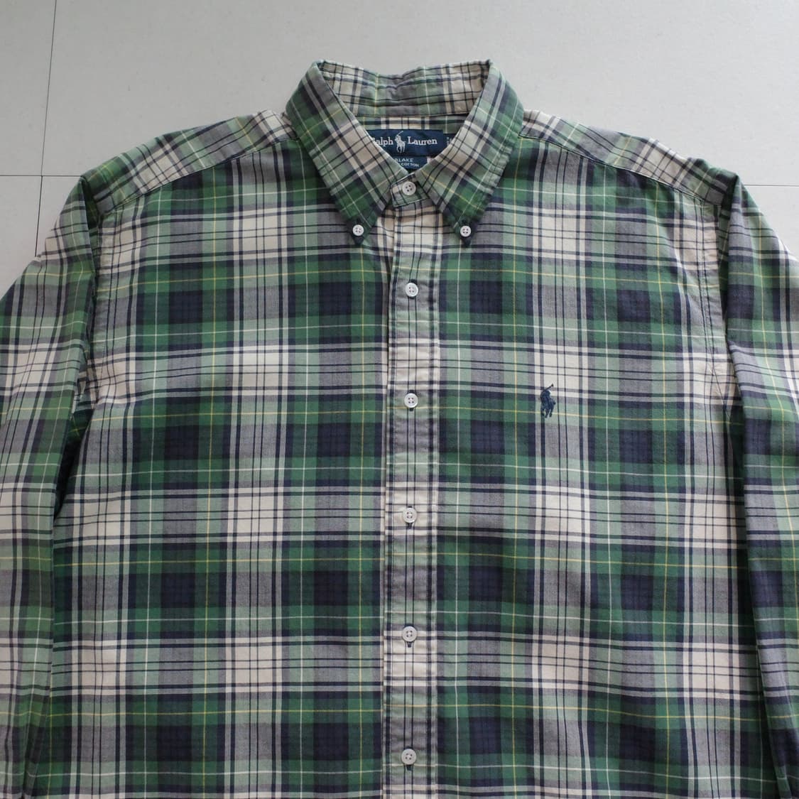 90s 폴로 랄프로렌 블랙와치 체크 버튼다운 옥스포드 셔츠 L 상품이미지1