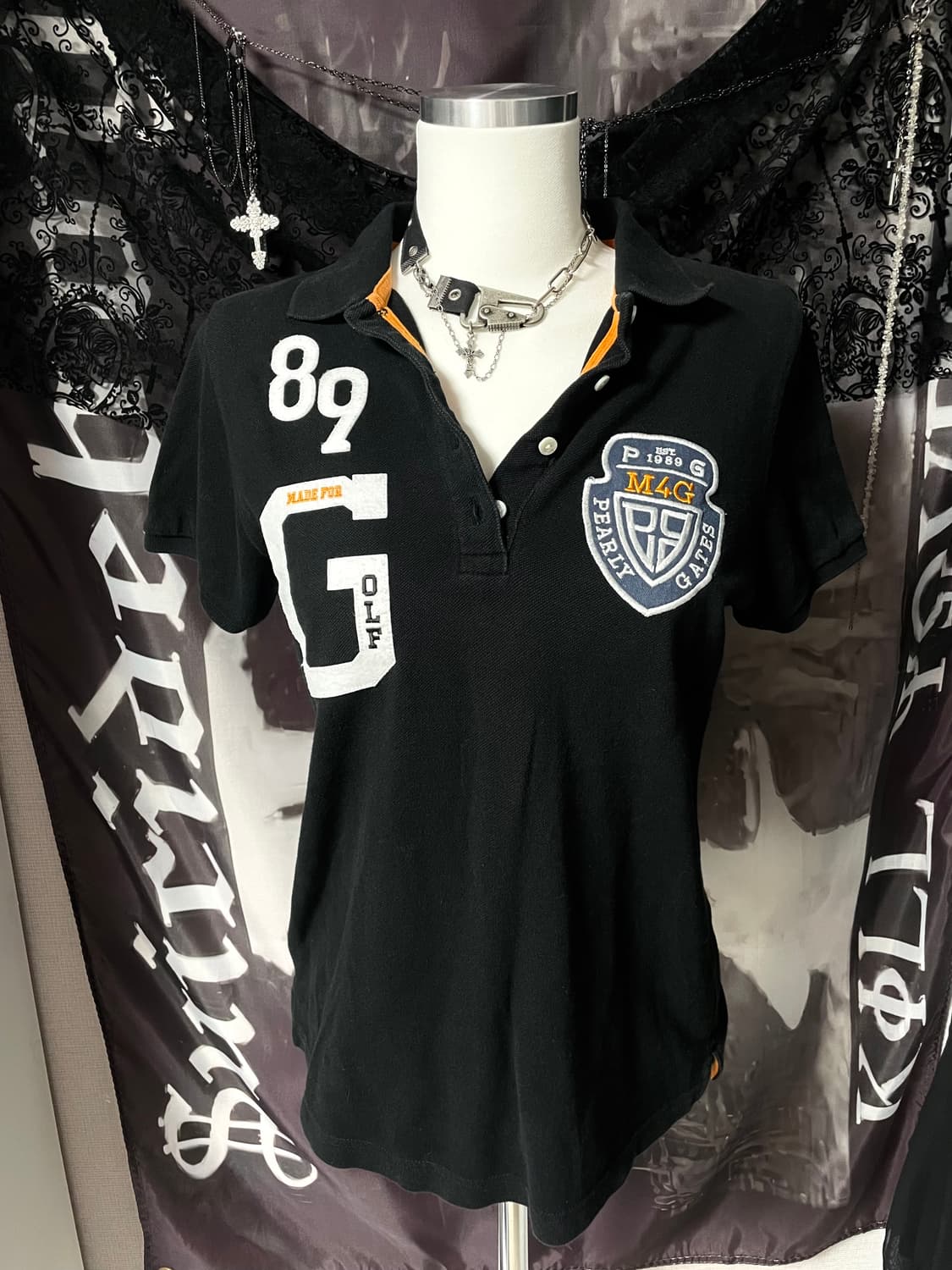 Jpn 00s 빅로고자수카라반팔폴로티셔츠 빈티지핀터깔 빅포니치프키프st 상품이미지1