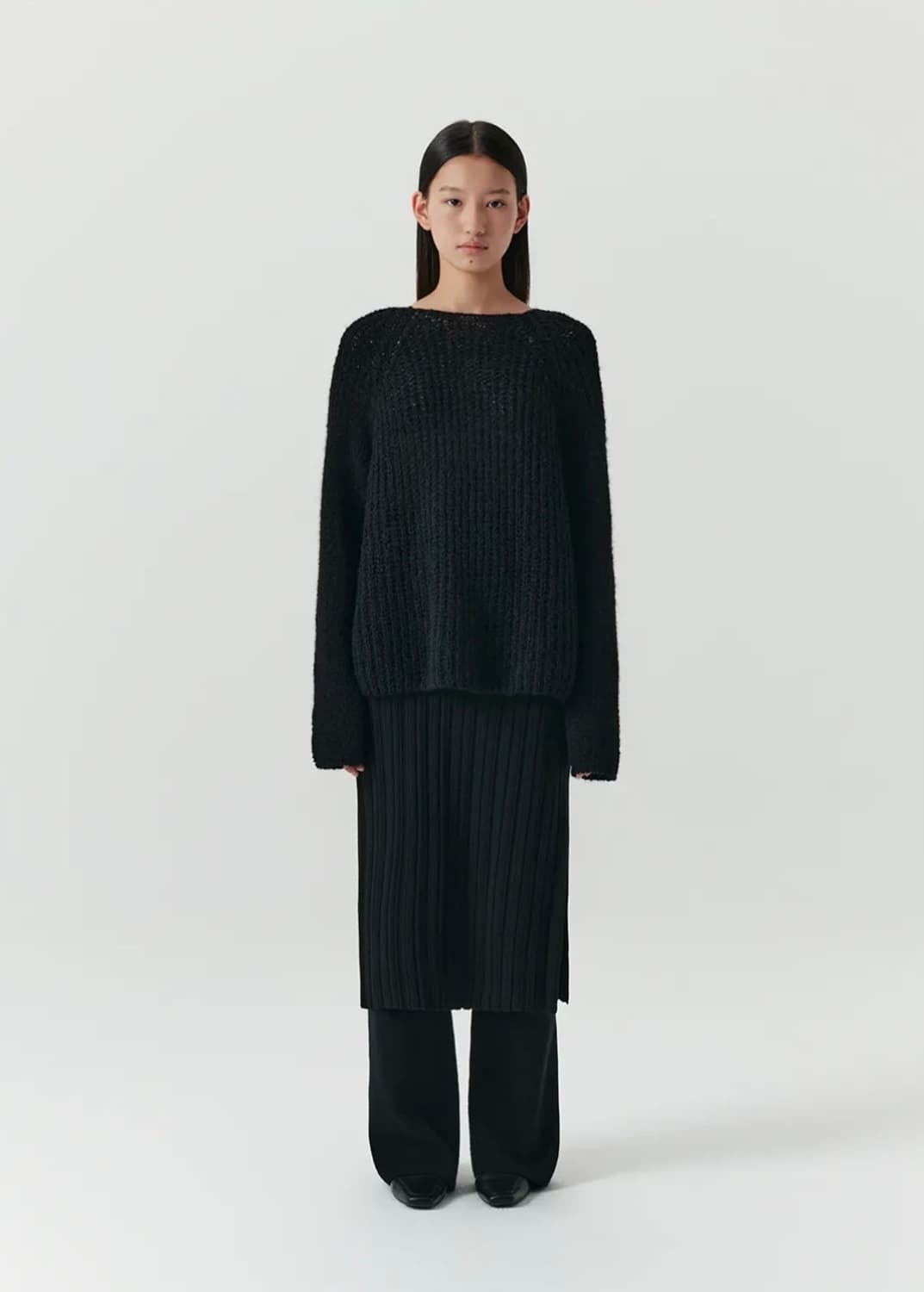 르바 Hairy Loose-Fit Knit - Black 상품이미지1