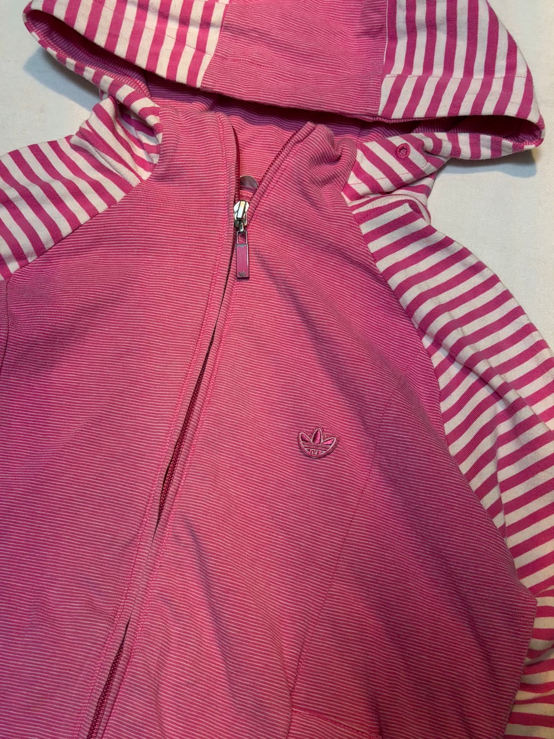 00s 아디다스 스트라이프 핑크 리본 후드집업 상품이미지2