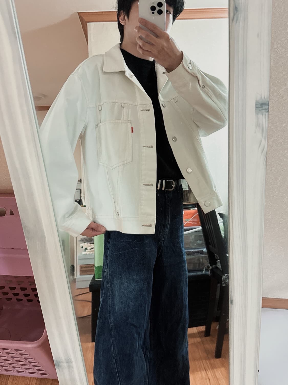 올리브드랩서비스 - 트러커 자켓 (오프화이트/L) 상품이미지8