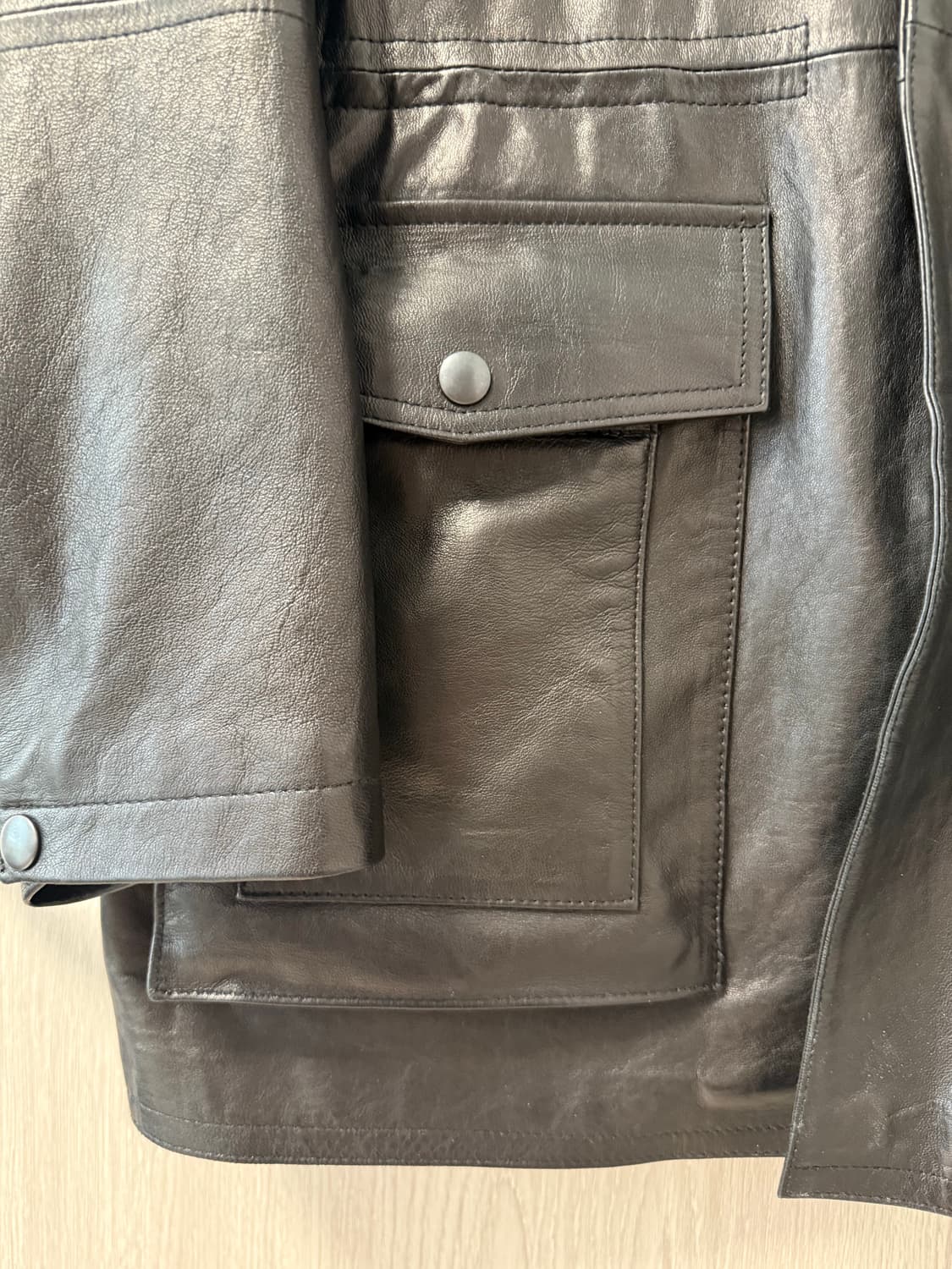 [S]유스 24fw 하이넥 레더 자켓 블랙 상품이미지6