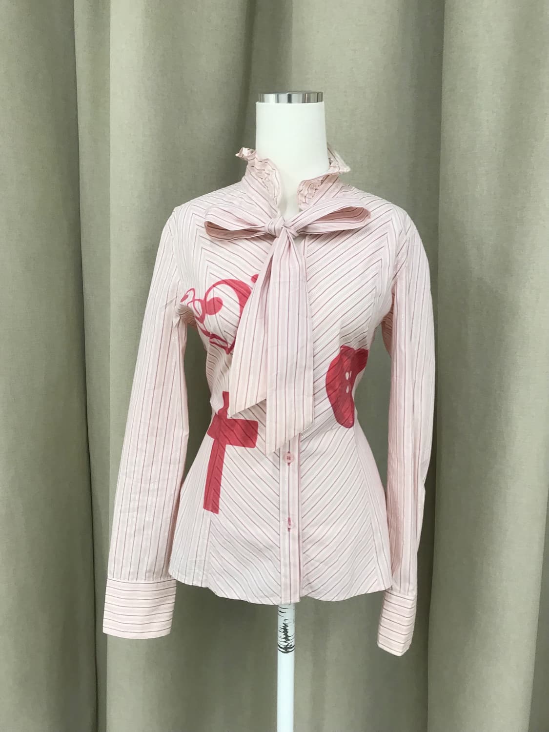 Ribbon Stripe Pink Shirt 상품이미지3