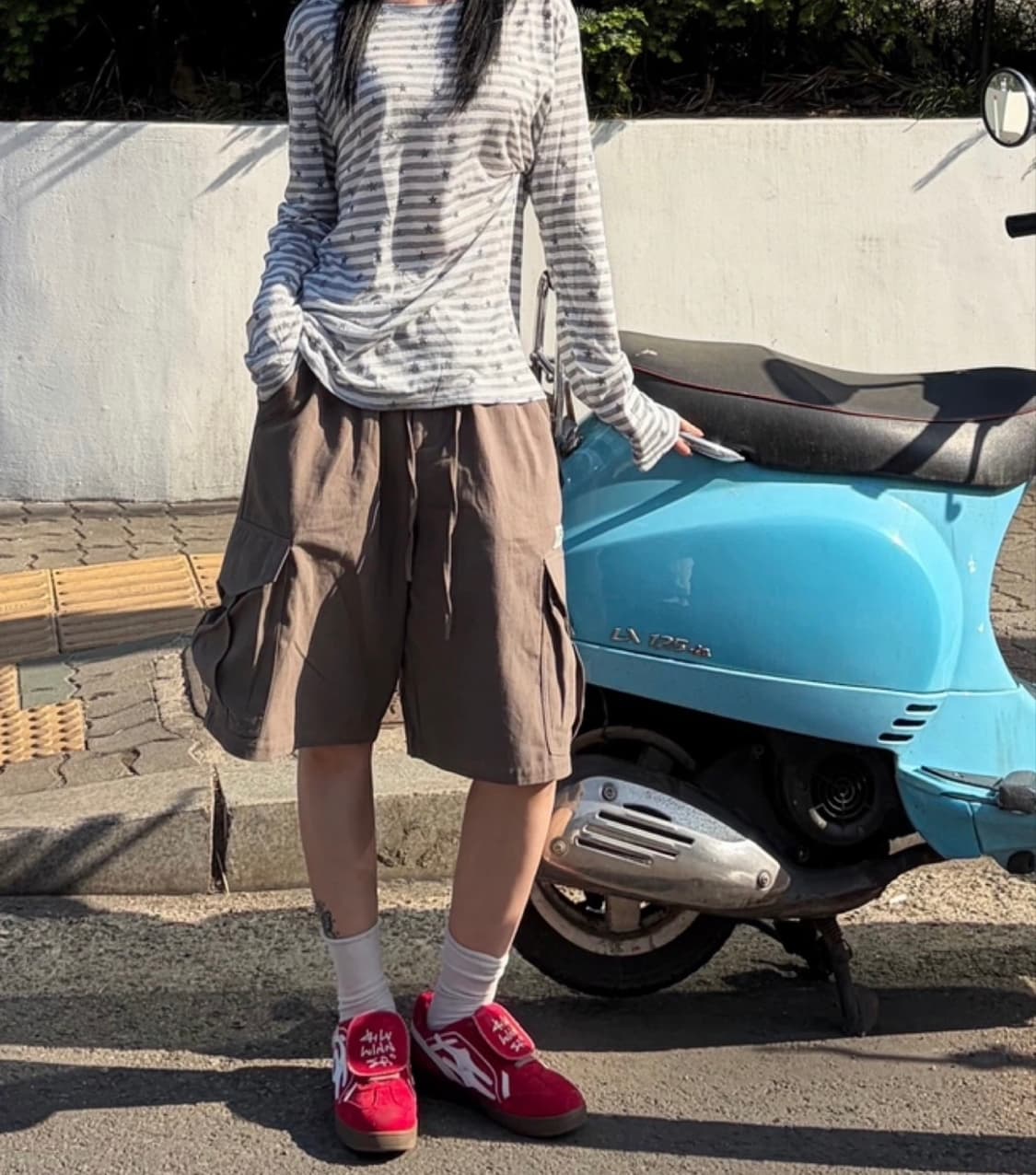 (새거급)에이블리 반셀 별무늬 스트라이프 긴팔 티셔츠 살안탐템 상품이미지3