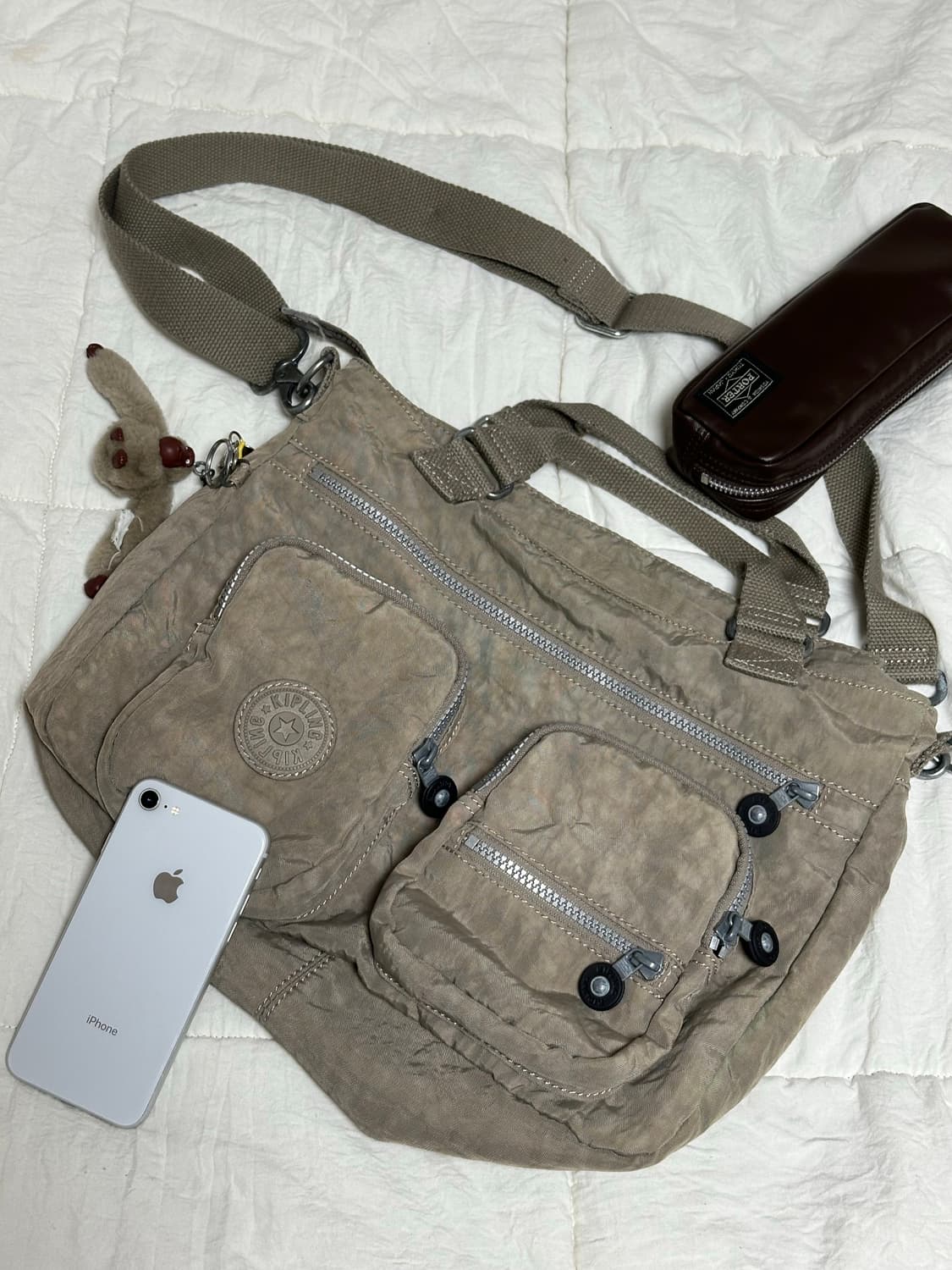 Y2K 키플링 감성 크로스백 숄더백 브라운카키 상품이미지1