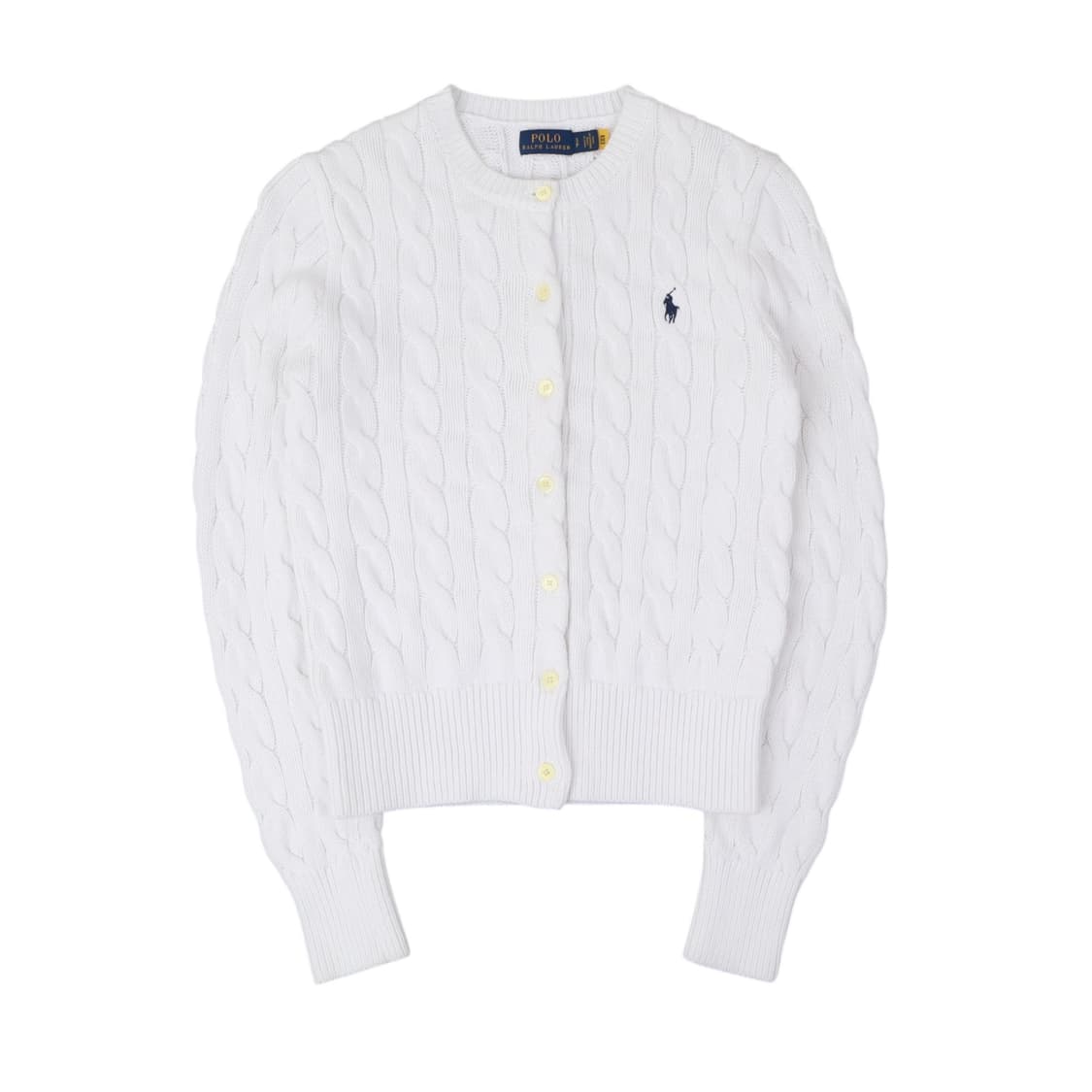 폴로 랄프로렌 QR 화이트 케이블 니트 가디건 상품이미지1