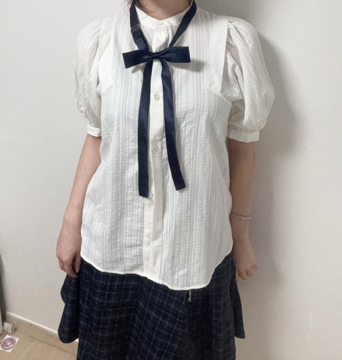 반팔 니혼진 프레피 블라우스 상품이미지3