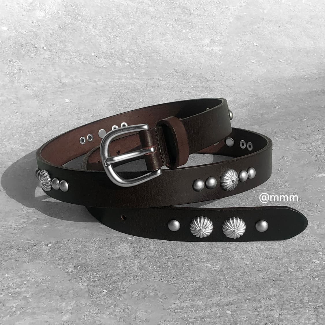 [Unisex] 찡 스터드 가죽 벨트 브라운 상품이미지7