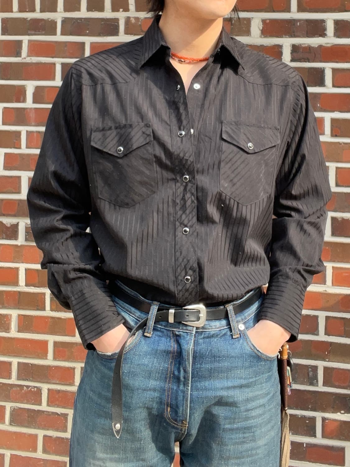 랭글러 실크 스트라이프 웨스턴 셔츠 상품이미지1