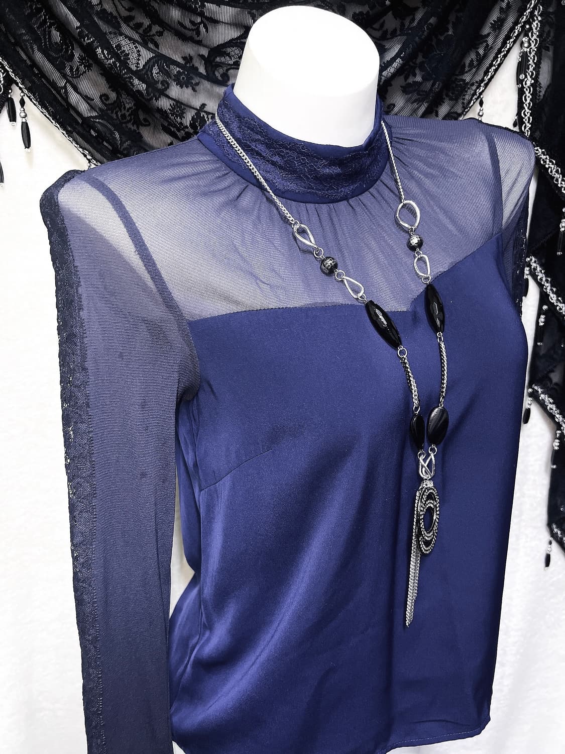 세실맥비 오네갸루 히메 섹시 시스루 레이스 블라우스 아게하 고스펑크 핀터 상품이미지3