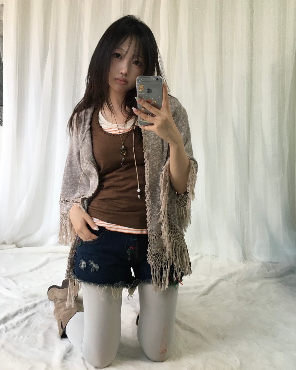 빈티지 여름 케이프 데일리 히피 코디세트 상품이미지1