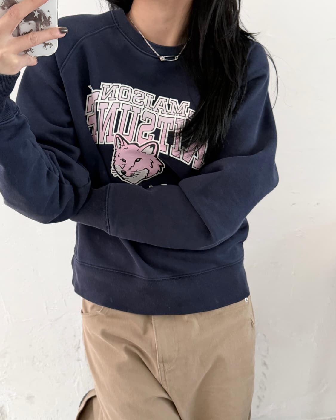 Maison Kitsune 메종키츠네 캠퍼스폭스 어드저스티스 맨투맨 상품이미지1